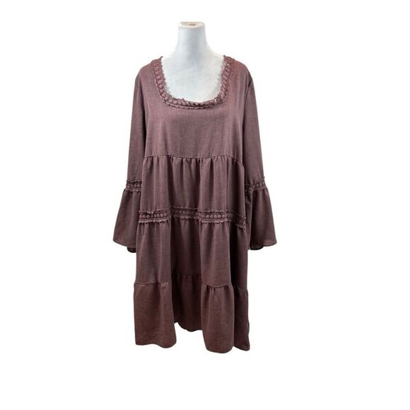 Ladies Oddi Brand Deep Lilac Open Tie Back Long Sleeve Dress Size 2X - Picture 4 of 10